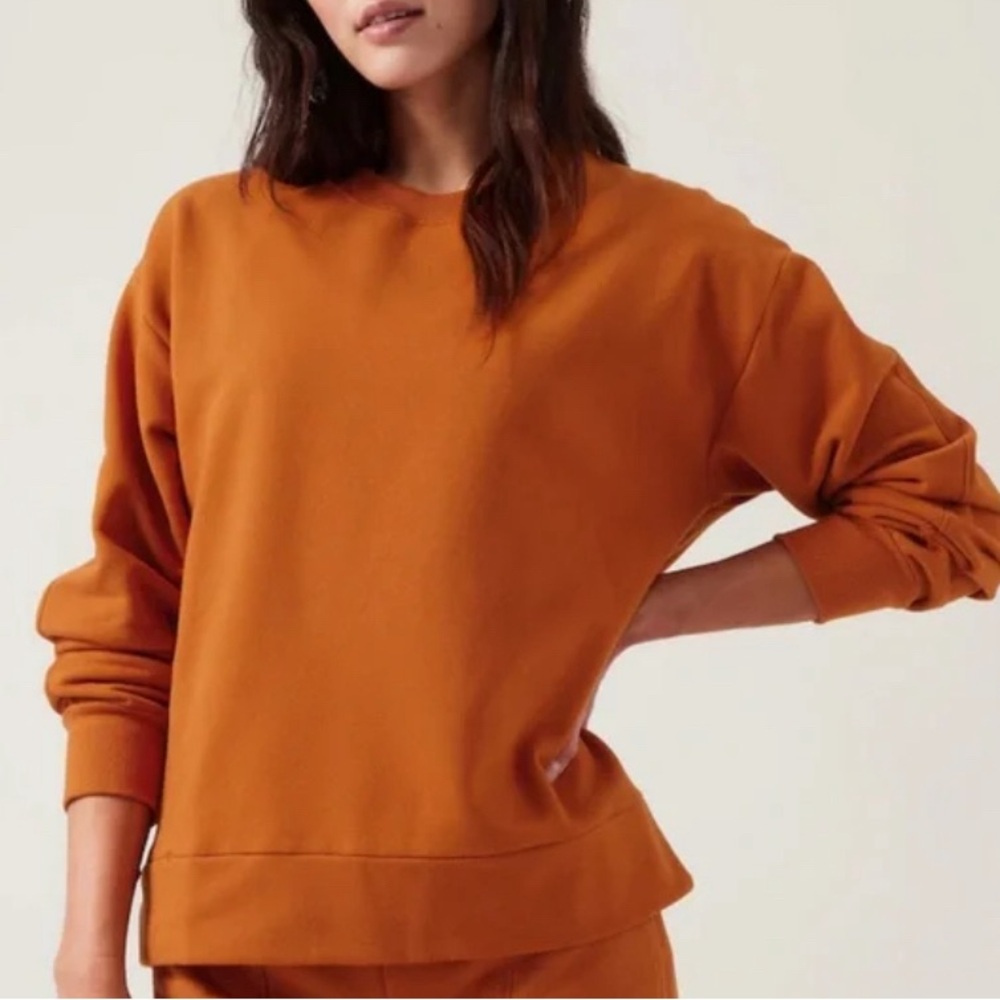 Athleta Retroplush Crewneck Sweatshirt in Foliage Orange Size S